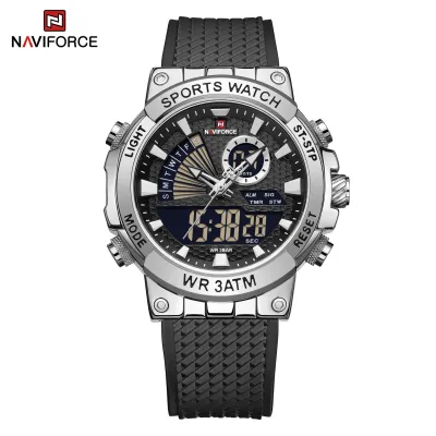 NAVIFORCE 9219 Creative Multifunction Man Wristwatches TPU Strap LCD Display Electronic Watches for Men Casual Wild Male Clock
